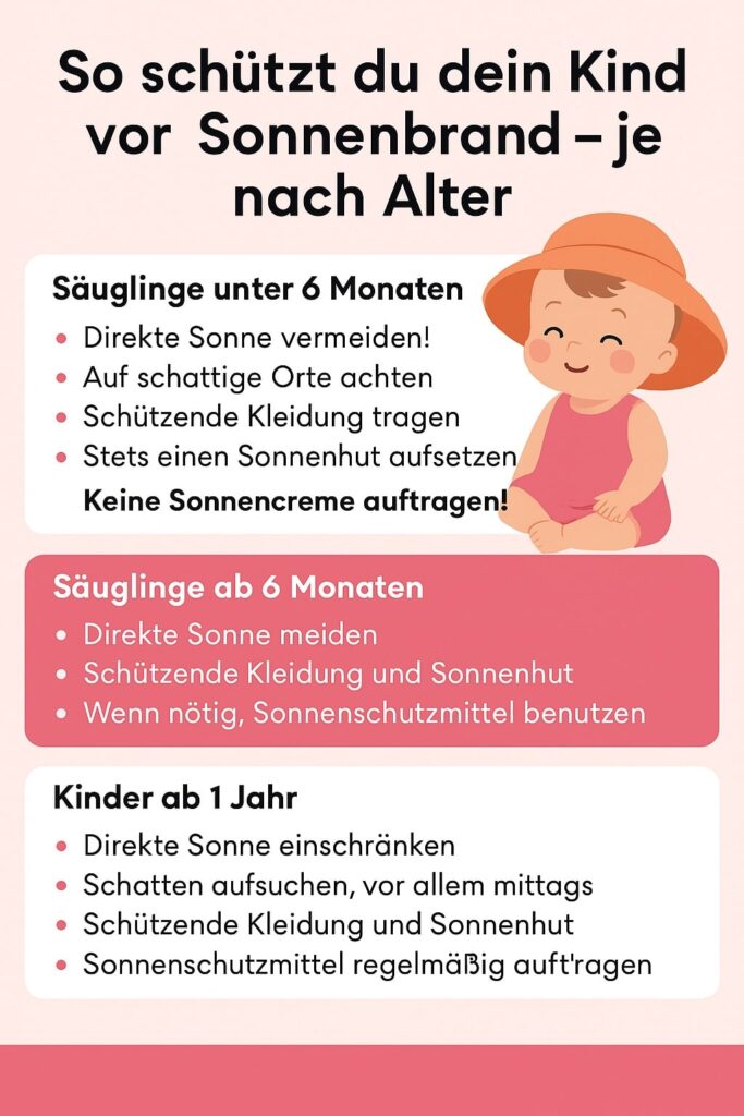 Baby mit Sonnenhut im Schatten – Sonnenschutz für Babys